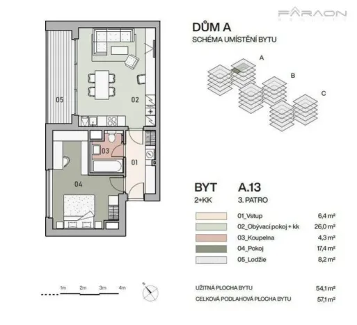 Pronájem bytu 2+kk, Praha - Vysočany, Pod Krocínkou, 60 m2