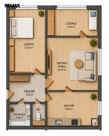 Prodej bytu 3+1, Jablonec nad Nisou, Jizerská, 59 m2