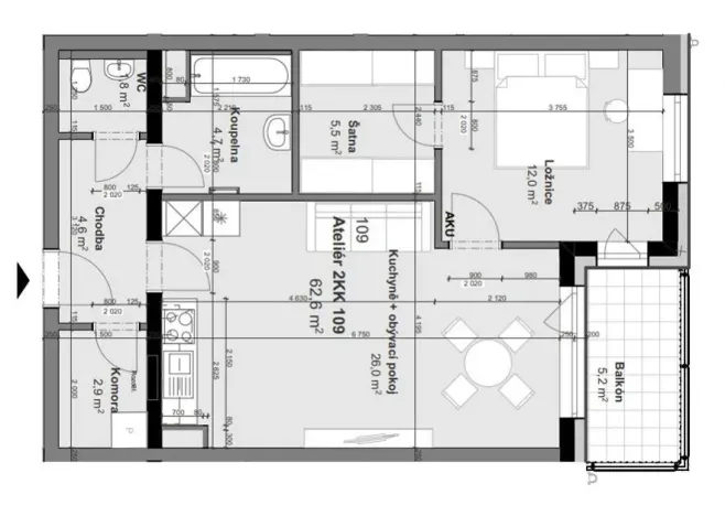 Pronájem bytu 2+kk, Nové Strašecí, Viktora Olivy, 62 m2