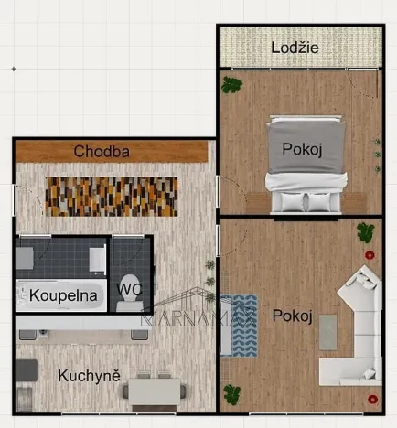 Prodej bytu 2+1, Kadaň, Bystřická, 59 m2