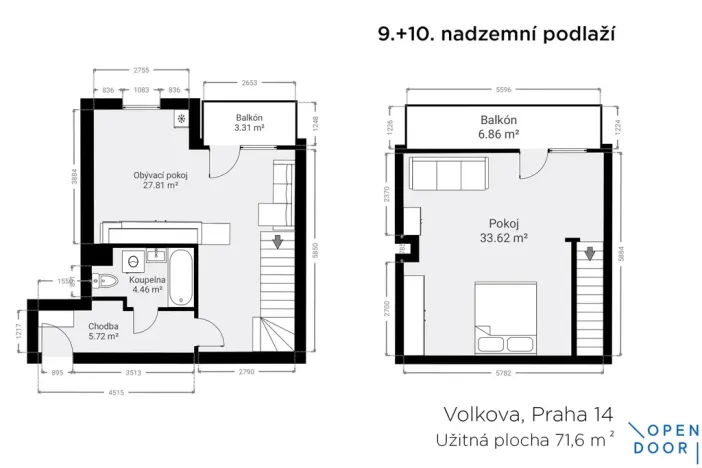 Prodej bytu 2+kk, Praha - Černý Most, Volkova, 72 m2