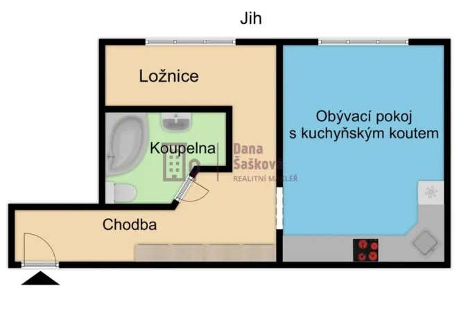 Pronájem bytu 2+kk, Jindřichův Hradec - Jindřichův Hradec III, sídliště Vajgar, 42 m2