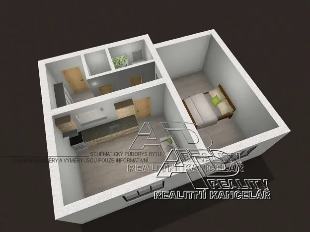 Pronájem bytu 2+kk, České Budějovice, 44 m2