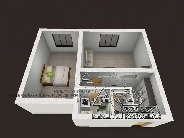 Pronájem bytu 2+kk, České Budějovice, 44 m2
