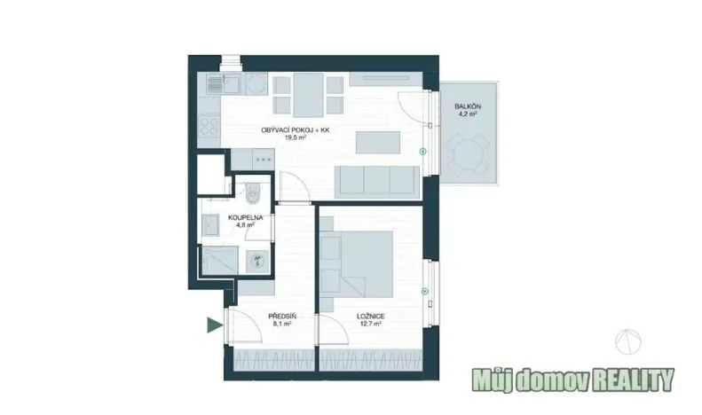 Pronájem bytu 2+kk, Praha - Hloubětín, 48 m2