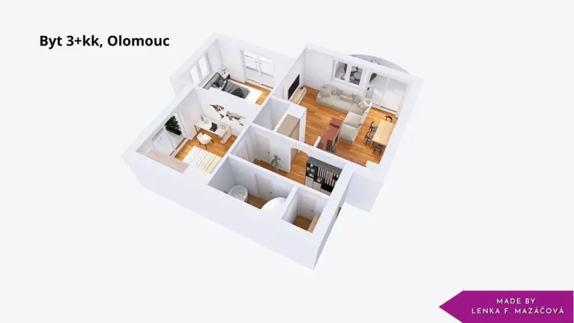 Pronájem bytu 3+kk, Olomouc - Nové Sady, Fischerova, 72 m2