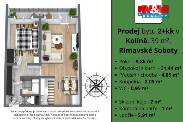 Prodej bytu 2+kk, Kolín - Kolín II, Rimavské Soboty, 39 m2