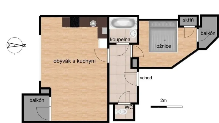 Pronájem bytu 2+kk, Brno, Dřevařská, 49 m2
