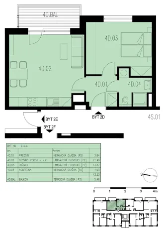 Pronájem bytu 2+kk, Jince, Zborovská, 43 m2