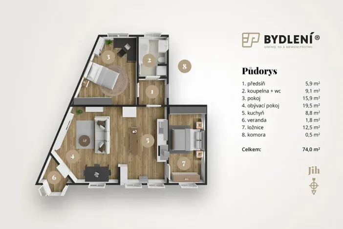 Pronájem bytu 3+kk, Ústí nad Labem, Elišky Krásnohorské, 74 m2