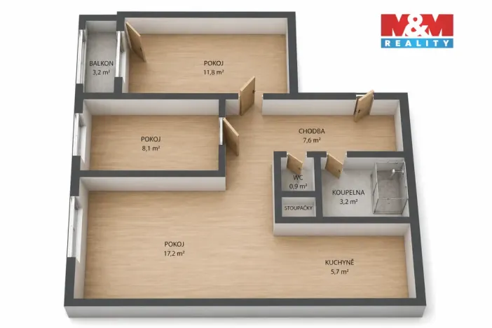 Pronájem bytu 3+kk, Praha - Bohnice, Lodžská, 53 m2