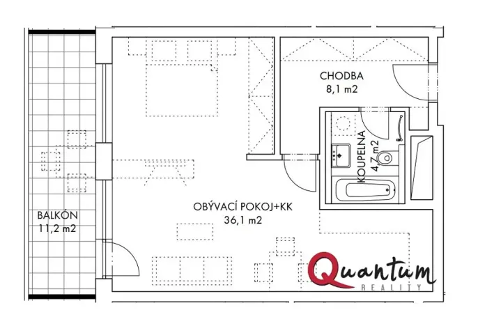 Pronájem bytu 1+kk, Praha - Stodůlky, Svitákova, 49 m2