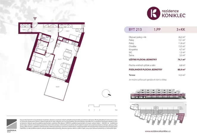 Prodej bytu 3+kk, Brno, Rybnická, 74 m2
