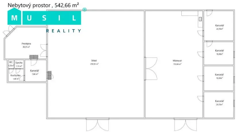 Pronájem komerční nemovitosti, Olomouc - Nové Sady, Werichova, 542 m2