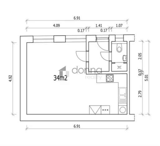 Pronájem bytu 1+kk, Praha, Kutnohorská, 34 m2