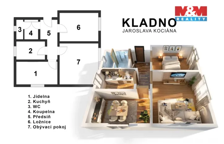 Prodej bytu 3+1, Kladno - Kročehlavy, Jarosl. Kociána, 60 m2