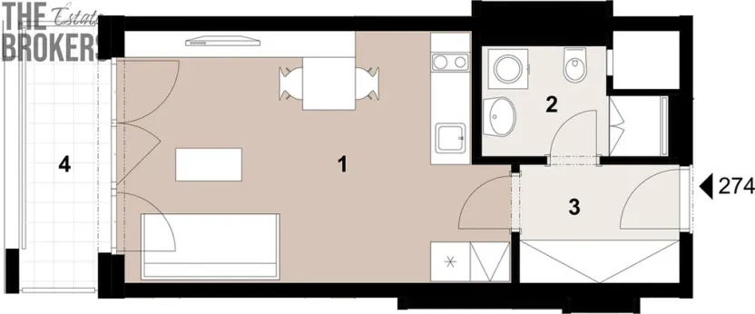 Pronájem bytu 1+kk, Praha - Hloubětín, Poděbradská, 33 m2