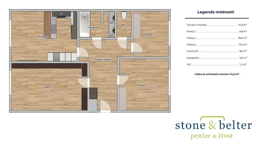 Prodej bytu 4+kk, Kladno, Vrchlického, 75 m2