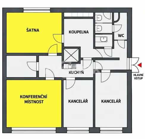 Pronájem kanceláře, Otrokovice, Napajedelská, 59 m2