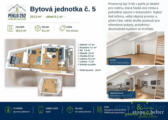 Prodej bytu 1+kk, Vrchlabí, Peklo, 27 m2