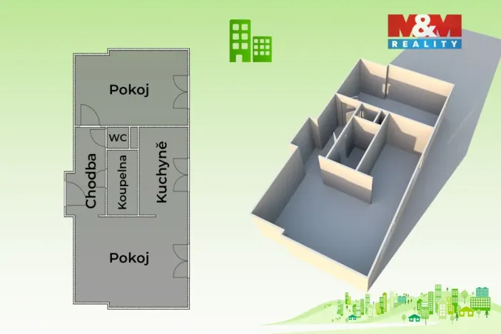 Prodej bytu 2+1, Valašské Meziříčí - Krásno nad Bečvou, Křižná, 52 m2