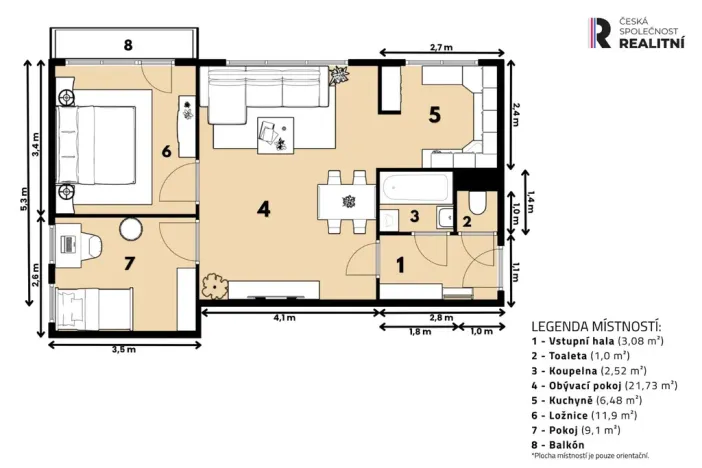 Prodej bytu 3+1, Benešov, Bezručova, 57 m2