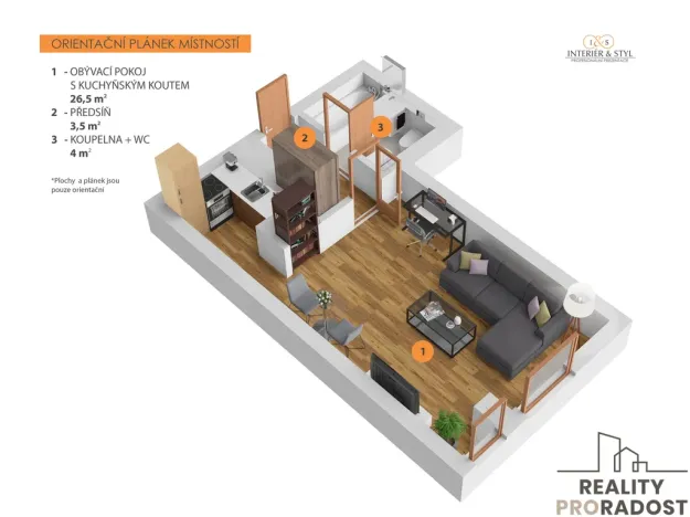 Prodej bytu 1+kk, Praha, Kališnická, 34 m2