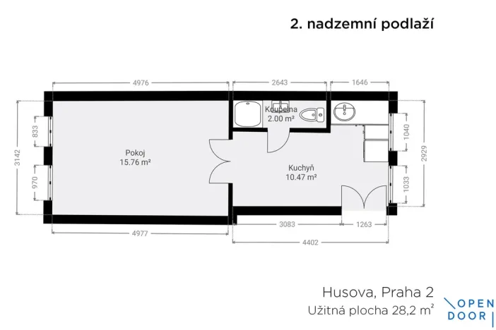 Pronájem bytu 1+1, Praha - Žižkov, Husitská, 28 m2