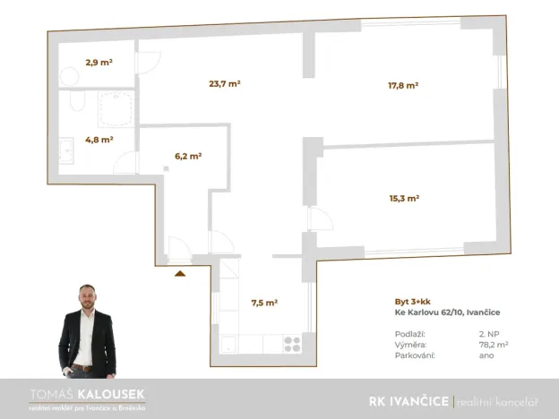 Pronájem bytu 3+kk, Ivančice - Němčice, Ke Karlovu, 78 m2