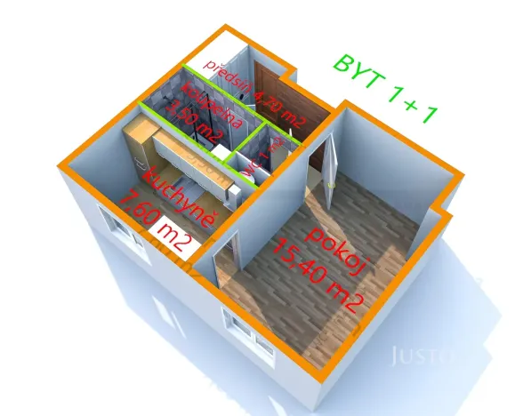 Pronájem bytu 1+1, Uherské Hradiště, Štefánikova, 36 m2