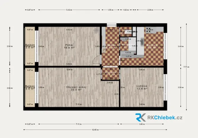 Prodej bytu 3+1, Frýdek-Místek - Místek, Frýdlantská, 74 m2