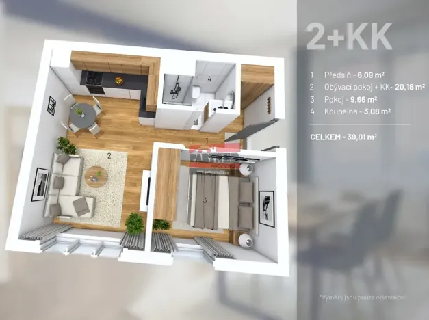 Prodej bytu 2+kk, České Budějovice, M. Chlajna, 39 m2