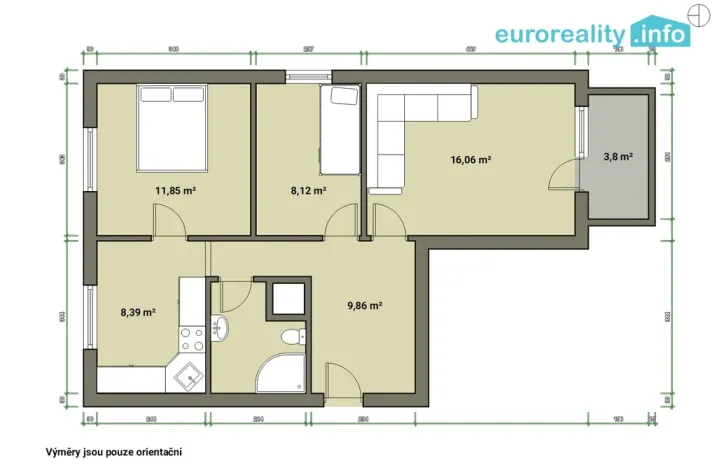 Prodej bytu 3+1, Velká Hleďsebe, Havlíčkova, 68 m2