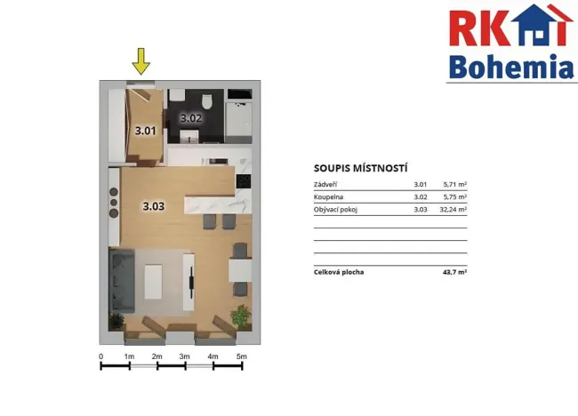 Pronájem bytu 1+kk, Český Brod, Antonína Balšánka, 43 m2