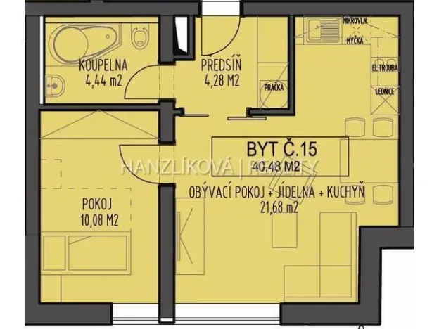Pronájem bytu 2+kk, České Budějovice - České Budějovice 3, B. Smetany, 40 m2