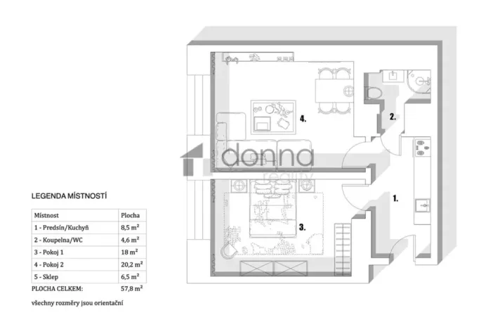 Pronájem bytu 2+kk, Praha, V Horkách, 51 m2