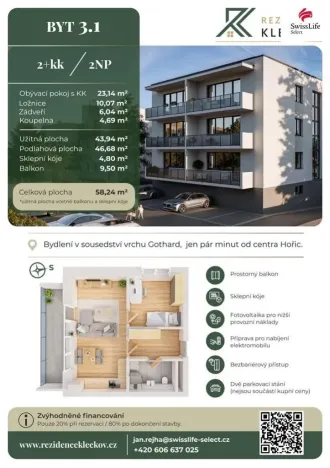 Prodej bytu 2+kk, Hořice, 44 m2