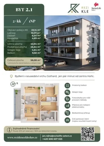 Prodej bytu 2+kk, Hořice, 44 m2