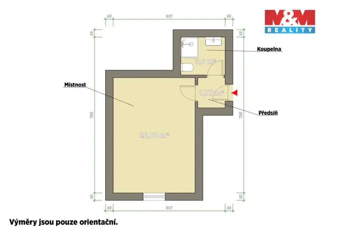 Prodej bytu 1+kk, Plzeň - Východní Předměstí, Ořechová, 26 m2