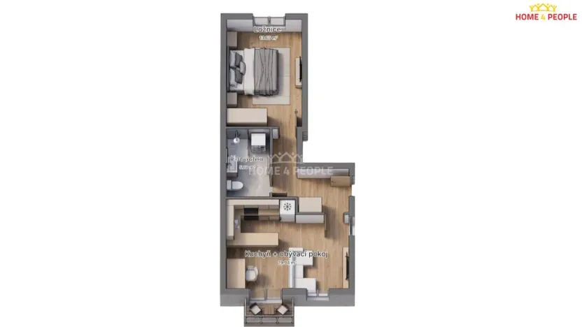 Pronájem bytu 2+kk, České Budějovice - České Budějovice 3, Riegrova, 41 m2
