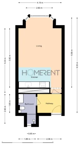 Pronájem bytu 1+kk, Praha - Nusle, Sekaninova, 35 m2