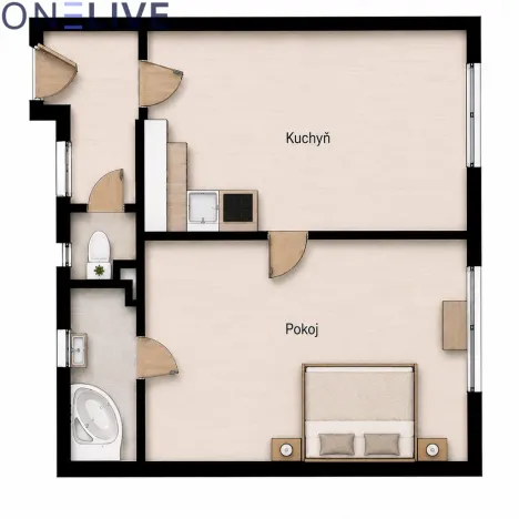Pronájem bytu 2+kk, Plzeň, Koterovská, 44 m2