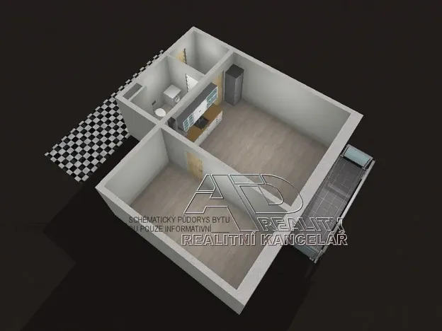 Pronájem bytu 2+kk, České Budějovice, Na Zlaté stoce, 46 m2