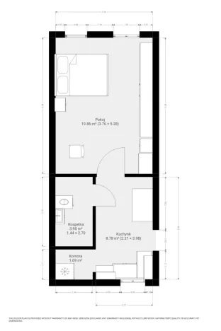 Pronájem bytu 1+1, Brno - Židenice, Porhajmova, 35 m2