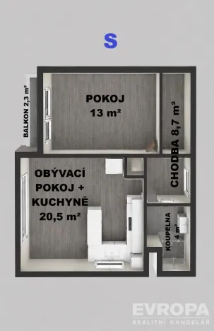 Pronájem bytu 2+kk, Opava - Kateřinky, Na Pastvisku, 50 m2