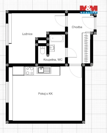 Pronájem bytu 2+kk, Ostrava - Výškovice, Výškovická, 39 m2