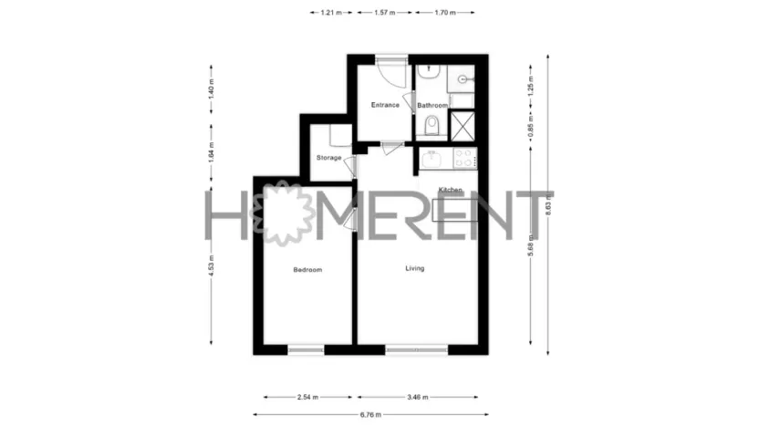 Pronájem bytu 2+kk, Praha - Hodkovičky, Pod lysinami, 41 m2