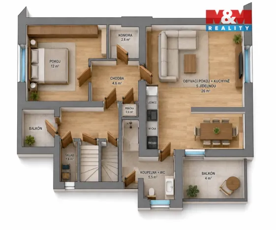Prodej bytu 2+kk, Česká Skalice, Bezručova, 53 m2