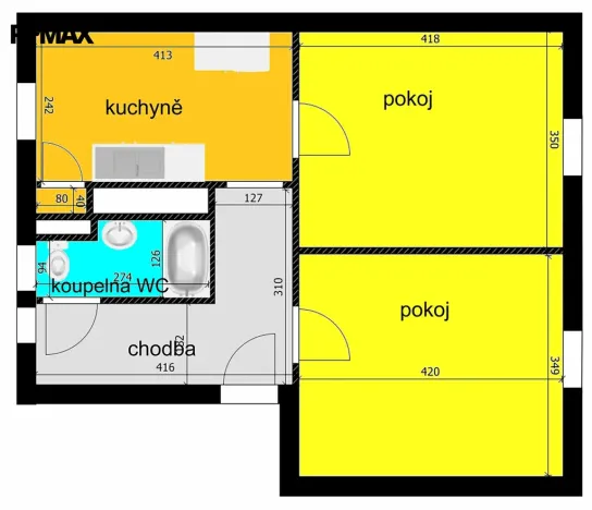 Pronájem bytu 2+1, Poděbrady, Fügnerova, 51 m2