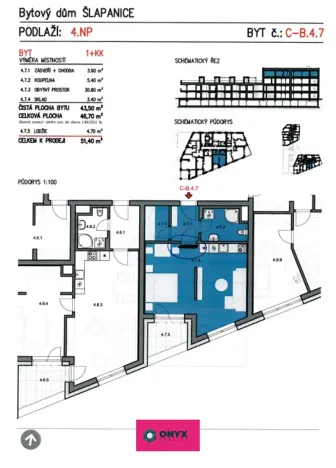 Pronájem bytu 1+kk, Šlapanice, 52 m2
